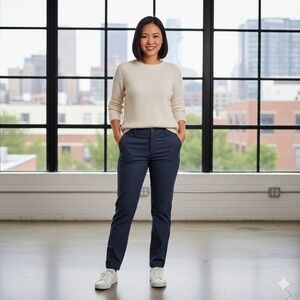 GAP Girlfriend Chino‎ Pants Women's Navy Blue Pinstripe Cropped Casual - Size 20